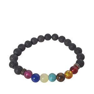 Lava Yoga Reiki Beaded Stretch Bracelet 7 Chakra Gemstone